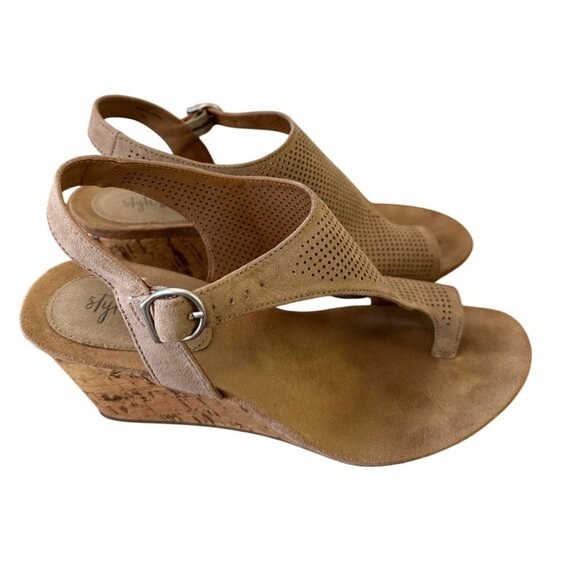 Style & Co Size 7 Maddyson Woman’s Cork Wedge Sling Back Sandal Lt Taupe - Picture 4 of 14
